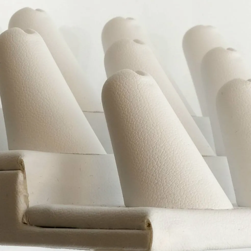 Ring Jewelry Display 18 Finger White Leather Fixture