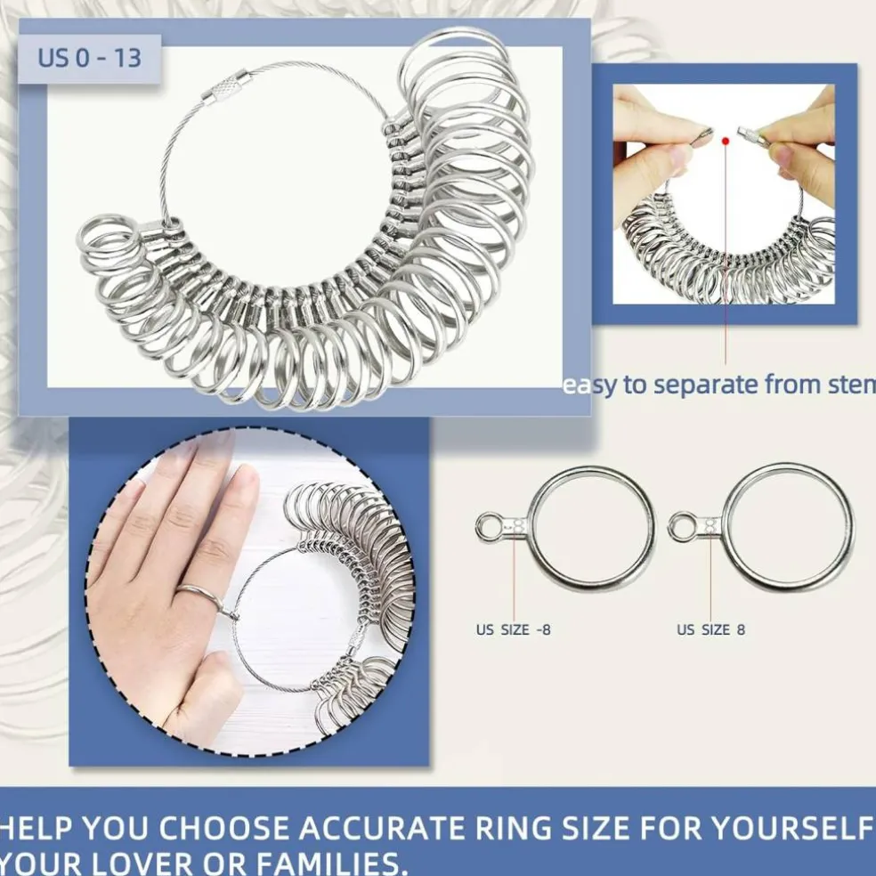 Ring Sizer Mandrel & Shaper Tool – Metal Ring Measuring, Resizing, and Repair Kit with Jewelry Mallet