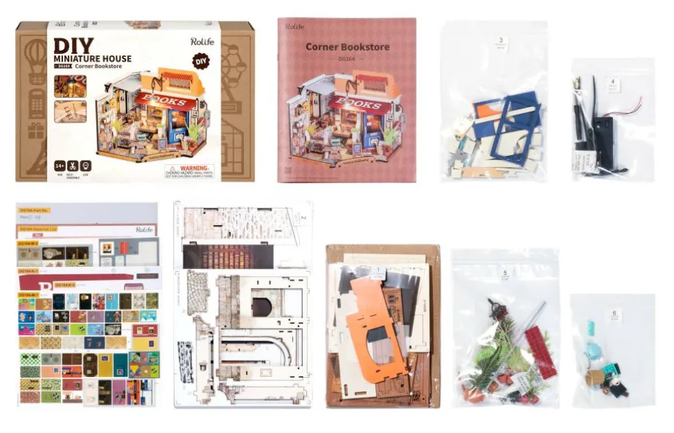 Rolife® Corner Bookstore DIY Miniature House Kit