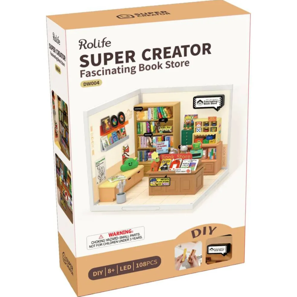 Rolife® Super Creator Fascinating Book Store DIY Miniature Kit