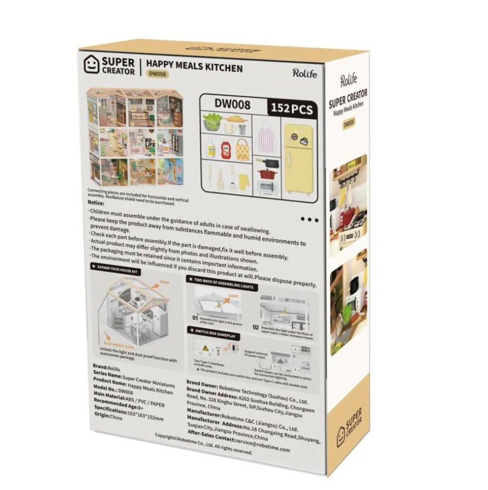 Rolife® Super Creator Happy Meals Kitchen DIY Miniature Kit