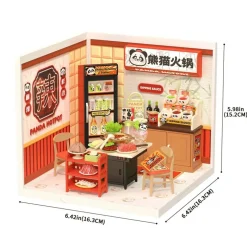 RolifeĀ® Super Creator Panda Hot Pot DIY Miniature Diorama