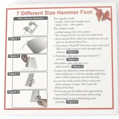 Rolled Hemmer Presser Foot for Brother Singer Janome Sewing Machine 7pcs in 1 Set