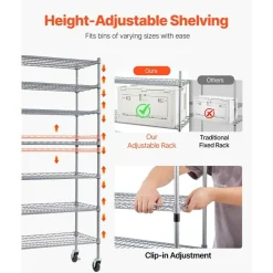 Rolling Bin Storage Rack with 24 Organizer Bins Steel Wire Shelf on Wheels