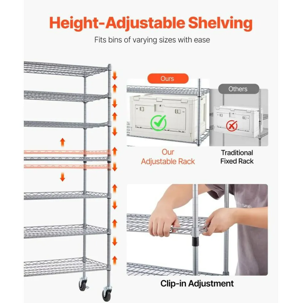 Rolling Bin Storage Rack with 24 Organizer Bins Steel Wire Shelf on Wheels