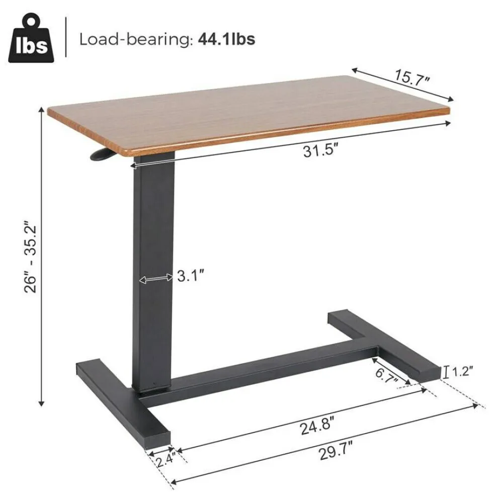 Rolling Sitting Standing Desk Adjustable Overbed Table Lazy Laptop Workstation