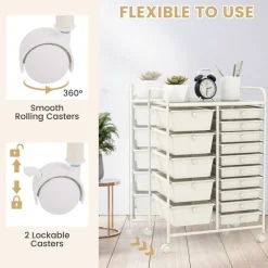 Rolling Storage Cart 15 Drawer Organizer With Wheels Craft Office Supply Organizer Steel Frame Multicolor Drawers