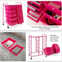 Rolling Storage Cart 15 Drawer Organizer With Wheels Craft Office Supply Organizer Steel Frame Multicolor Drawers