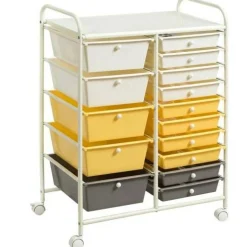 Rolling Storage Cart 15 Drawer Organizer With Wheels Craft Office Supply Organizer Steel Frame Multicolor Drawers