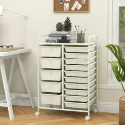 Rolling Storage Cart 15 Drawer Organizer With Wheels Craft Office Supply Organizer Steel Frame Multicolor Drawers