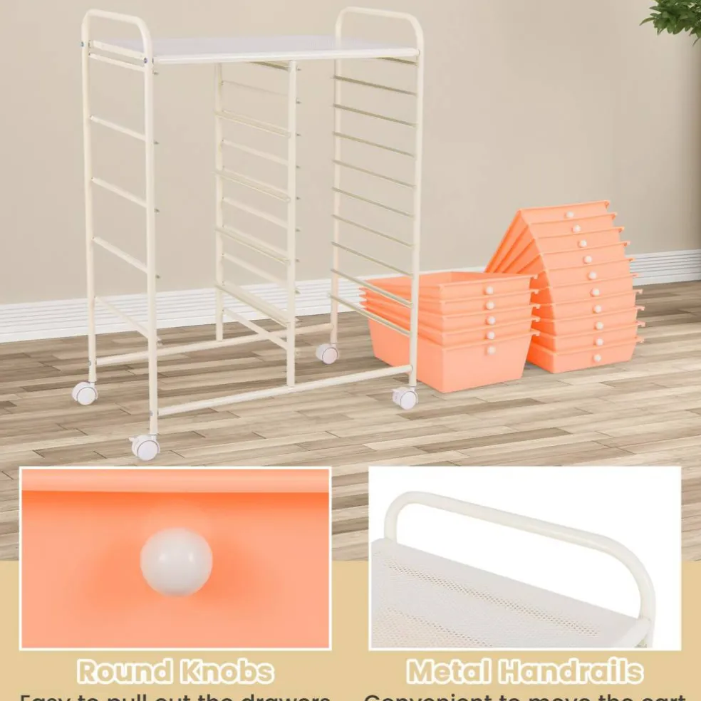 Rolling Storage Cart 15 Drawer Organizer With Wheels Craft Office Supply Organizer Steel Frame Multicolor Drawers