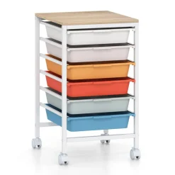 Rolling Storage Cart MDF Metal 6-Drawer Organizer