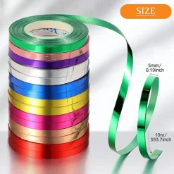 15 Rolls Curling Ribbon, 1/5" x 11yd Each (165yd Total) – Shiny Metallic Assorted Colors for Crafts & Party Decor