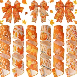6 Rolls Fall Wired Edge Ribbon 2 Inch x 30 Yards Orange