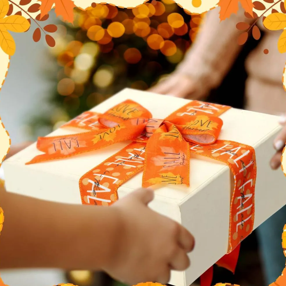 6 Rolls Fall Wired Edge Ribbon 2 Inch x 30 Yards Orange