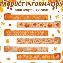 6 Rolls Fall Wired Edge Ribbon 2 Inch x 30 Yards Orange