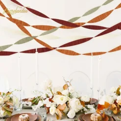 8 Rolls Orange Burgundy Green Crepe Paper Streamers for Wedding, Birthday, Baby Shower, Bride Shower, Fall Decor, Garden Party, Woodsy Party Decorations
