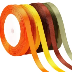 4 Rolls Thanksgiving Fall Ribbon Set for Autumn Wreath Party Bows