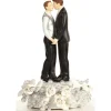 Romance Gay Rose Pearl Wedding Cake Topper (Silver)