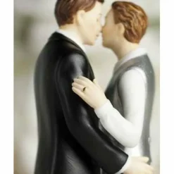 Romance Gay Rose Pearl Wedding Cake Topper (Silver)