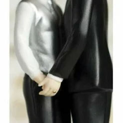 Romance Gay Rose Pearl Wedding Cake Topper (Silver)