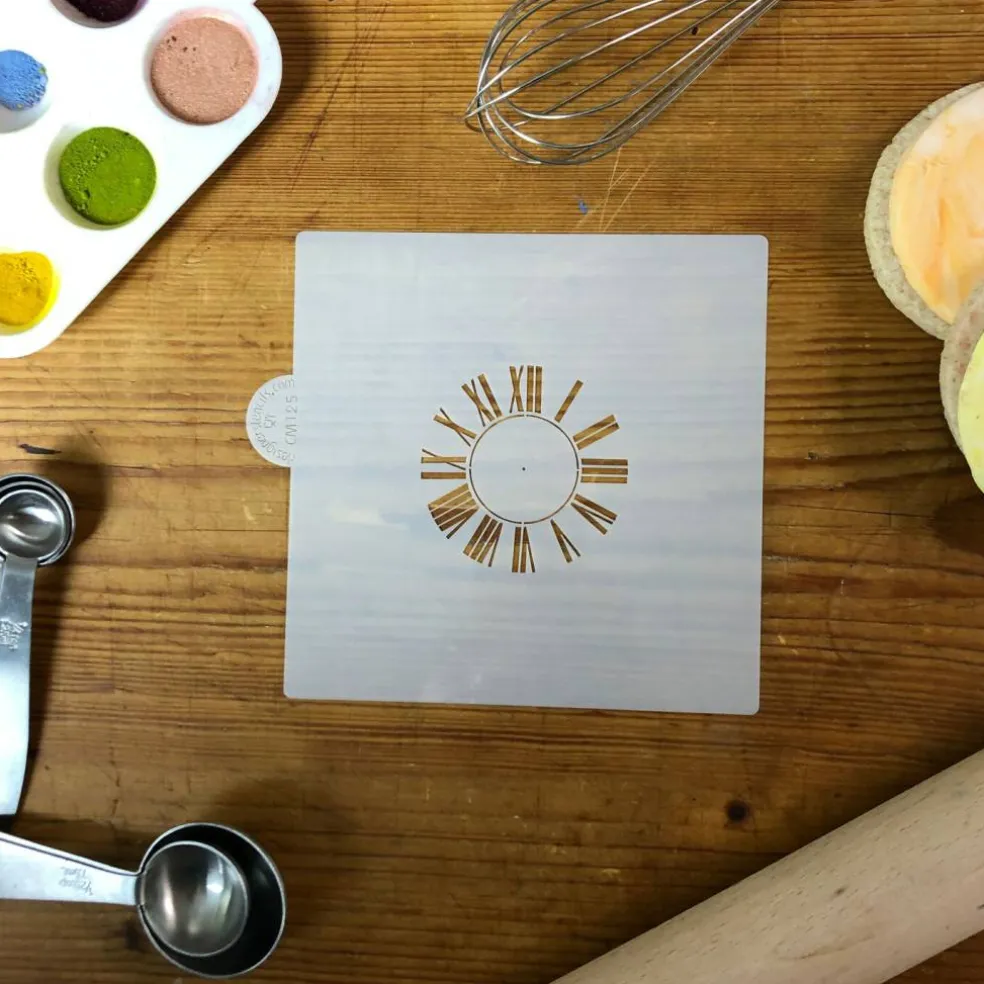 Roman Numeral Clock Cookie & Craft Stencil | CM125 by Designer Stencils | Cookie Decorating Tools |