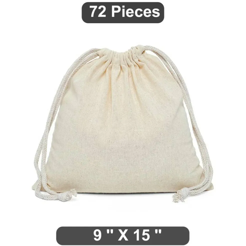 Roomy 9" x 15" Plain Cotton Muslin Pouch