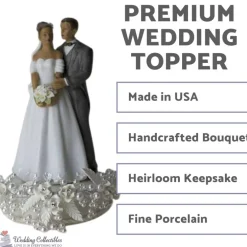 Rose and Pearls Classic African American Cake Topper (Silver)