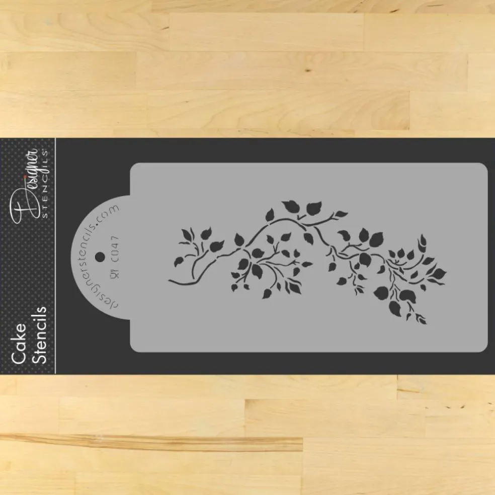 Rosebud Vine Cake Stencil | C047 by Designer Stencils | Cake Decorating Tools |