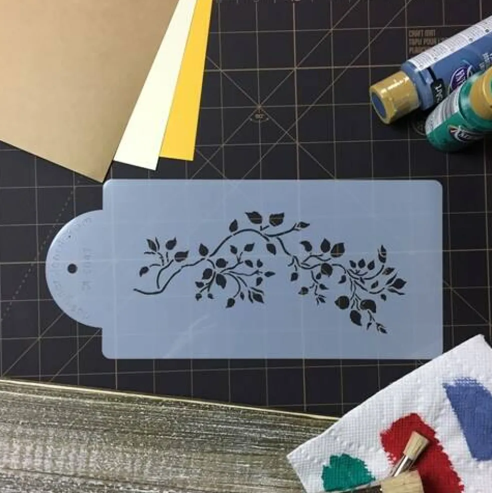 Rosebud Vine Cake Stencil | C047 by Designer Stencils | Cake Decorating Tools |