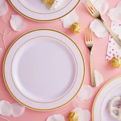 10.3" Round Banquet Plates with Gold Trim by Celebrate Itâ„¢, 10ct.