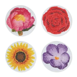 Round Flower Diamond Art Coaster Kit by Make Market®