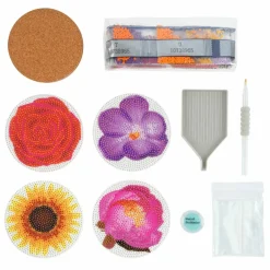 Round Flower Diamond Art Coaster Kit by Make Market®