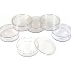 6 Round Gem Jars Beading Clear Storage Organizer 1.75"