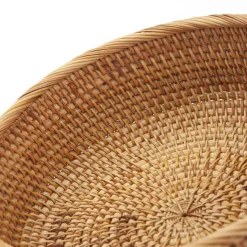 Round Rattan Fruit Baskets Woven Storage Bowls Key Holder Stackable for Shelf Kitchen Tabletop Natural Set of 3