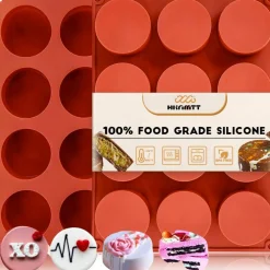 Round Silicone Molds 2 PCS, 12-Cavity 2.1" Cylinder Chocolate Covered Cookie Mold, Food Grade Non-Stick Baking Moulds Compatible Oreos Candy Handmade Soap Pudding Jello Mini Cake Jelly Brownie