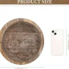 Round Wood Candle Plate Holder Tray Rustic Farmhouse Distressed Decorative Candle Base