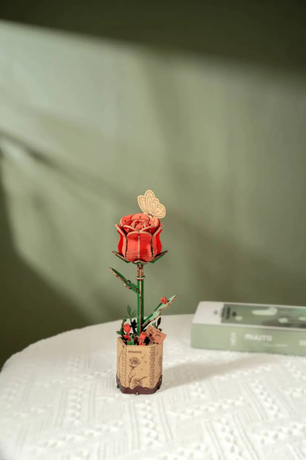 Rowood Red Rose Wooden Bloom Craft