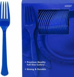 Royal Blue Plastic Forks - 50 Forks/Pack