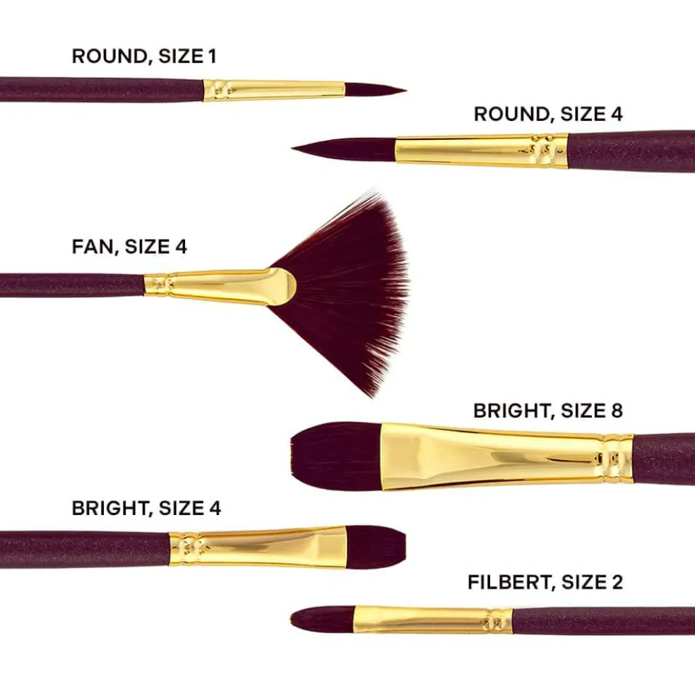 Royal & Langnickel® Bordeaux™ Round/Bright Variety Brush Set