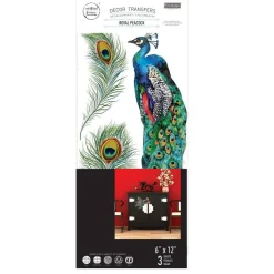 Royal Peacock - Small Transfers 6"x12" 3 sheets Rub on Transfers for Furniture Vintage Rub on Transfers Stickers for Crafts Classic Spring Summer Autumn Decoration Transfers