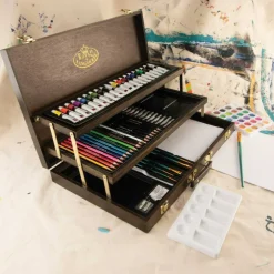 RSET-ART4451 | 100 Piece Mixed Media 3-Tier Espresso Art Set