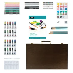 RSET-ART4451 | 100 Piece Mixed Media 3-Tier Espresso Art Set