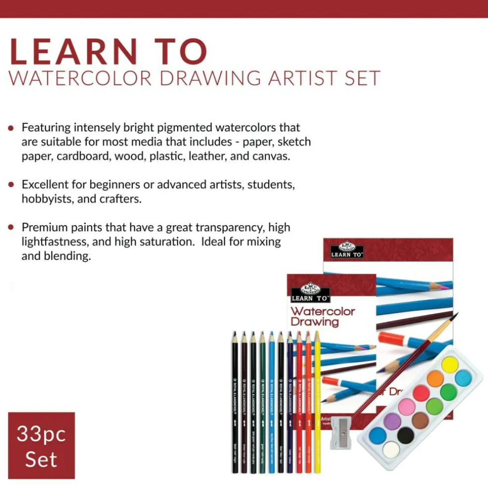 RSET-LT251 | Learn To™ 33pc Watercolor Drawing Art Set