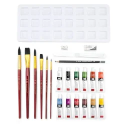 RSET-WAT2020 | Essentials™ 24pc Watercolor Painting Long Handle Travel Art Set
