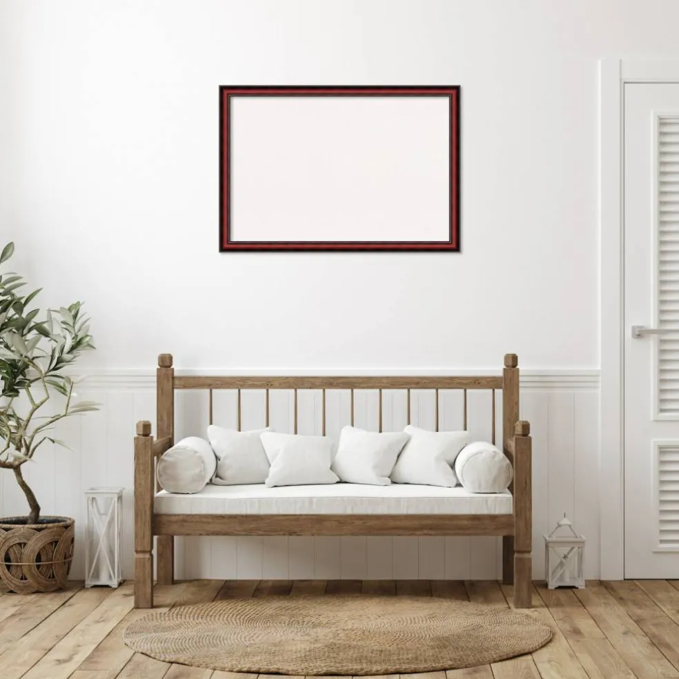 Rubino Cherry Scoop Wood Framed Corkboard, White Cork