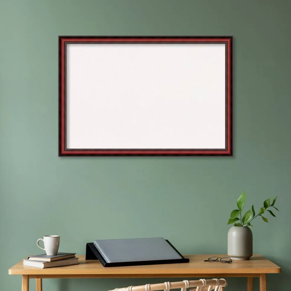 Rubino Cherry Scoop Wood Framed Corkboard, White Cork