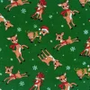 Rudolph the Red-Nosed Reindeer Green Cotton Quilting Fabric