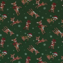 Rudolph the Red-Nosed Reindeer Green Cotton Quilting Fabric