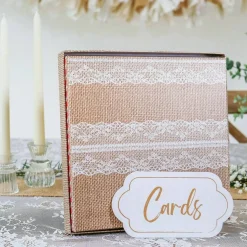 Rustic Elegance Wedding and Party Card Box - Burlap and Lace